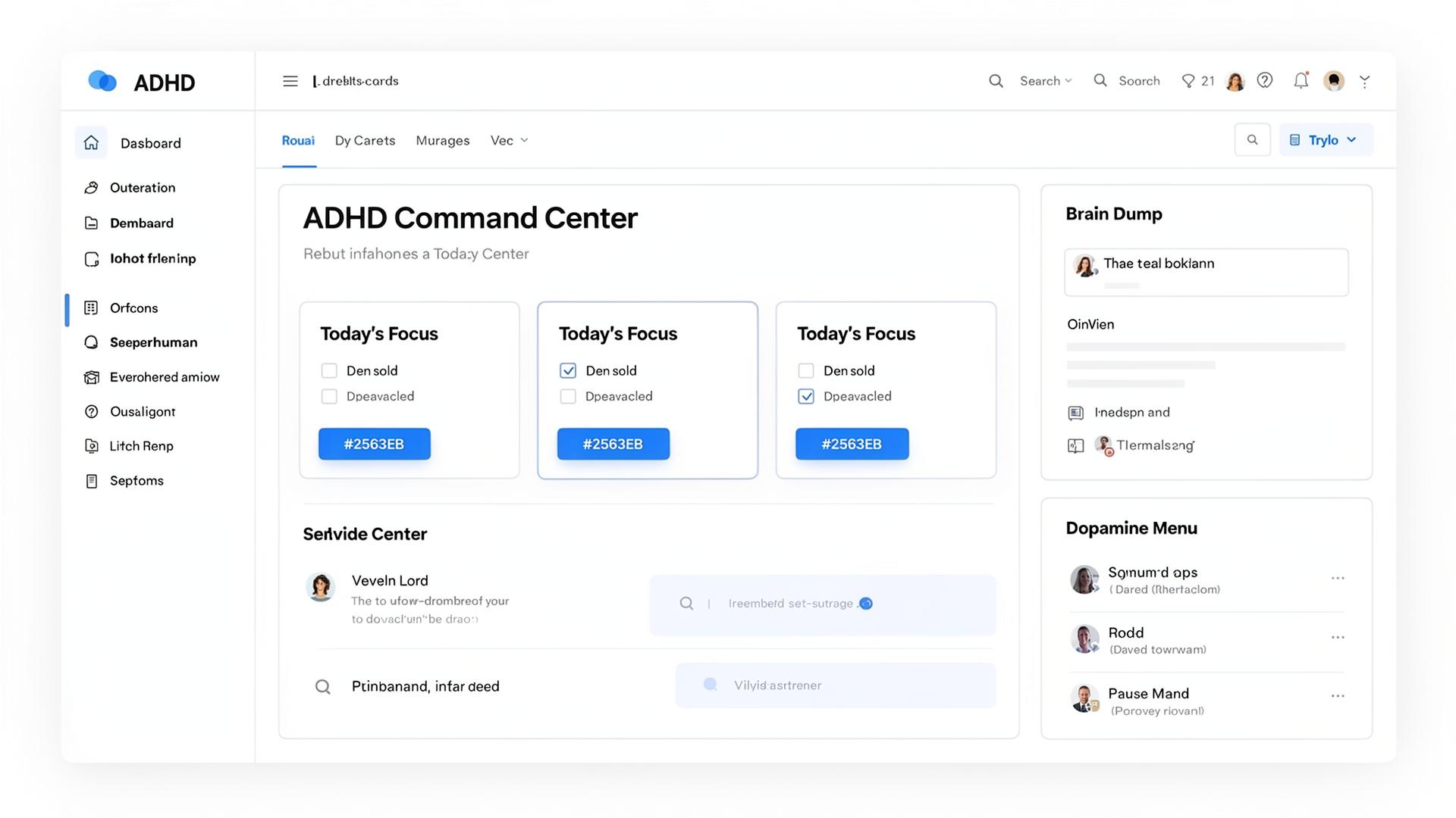 ADHD Command Center dashboard interface