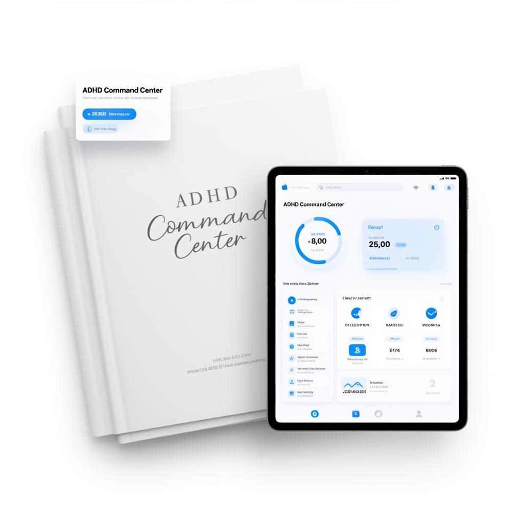 ADHD Focus System on iPad with workbook and command center card